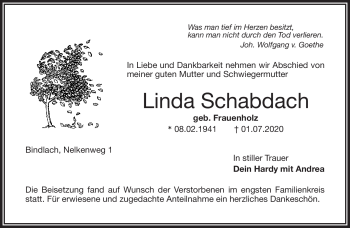 Anzeige von Linda Schabdach von Nordbayerischer Kurier