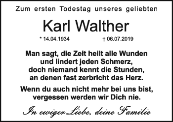 Anzeige von Karl Walther von Nordbayerischer Kurier