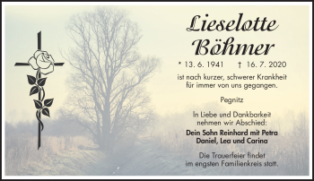 Anzeige von Lieselotte Böhmer von Nordbayerischer Kurier