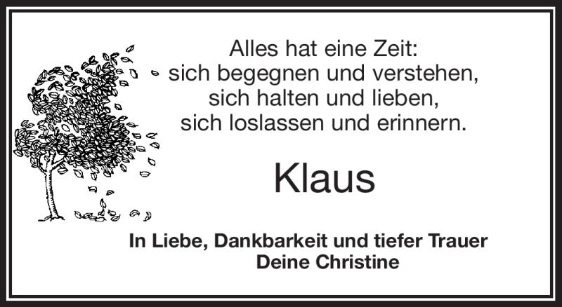  Traueranzeige für Klaus Feiler vom 29.09.2020 aus Nordbayerischer Kurier