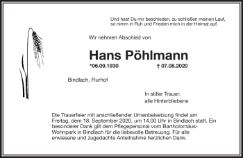 Anzeige von Hans Pöhlmann von Nordbayerischer Kurier