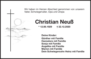 Anzeige von Christian Neuß von Nordbayerischer Kurier