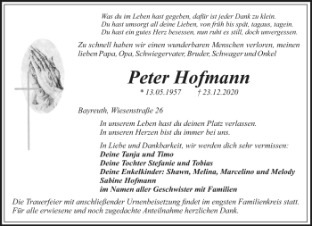 Anzeige von Peter Hofmann von Nordbayerischer Kurier