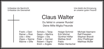 Anzeige von Claus Walter von Nordbayerischer Kurier