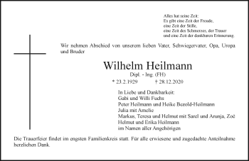 Anzeige von Wilhelm Heilmann von Nordbayerischer Kurier