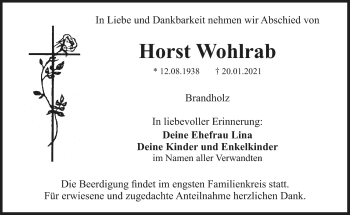 Anzeige von Horst Wohlrab von Nordbayerischer Kurier