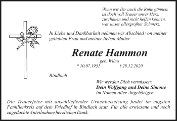 Anzeige von Renate Hammon von Nordbayerischer Kurier