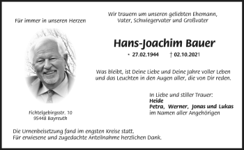 Anzeige von Hans-Joachim Bauer von Nordbayerischer Kurier