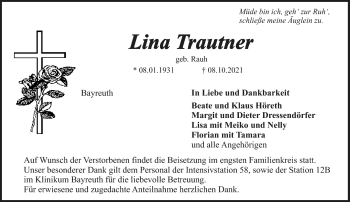 Anzeige von Lina Trautner von Nordbayerischer Kurier