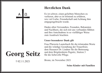 Anzeige von Georg Seitz von Nordbayerischer Kurier