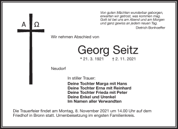 Anzeige von Georg Seitz von Nordbayerischer Kurier