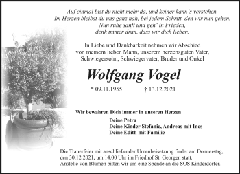 Anzeige von Wolfgang Vogel von Nordbayerischer Kurier