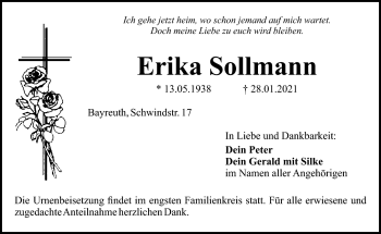 Anzeige von Erika Sollmann von Nordbayerischer Kurier