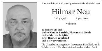 Anzeige von Hilmar Neu von Nordbayerischer Kurier