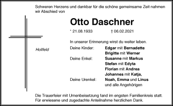 Anzeige von Otto Daschner von Nordbayerischer Kurier