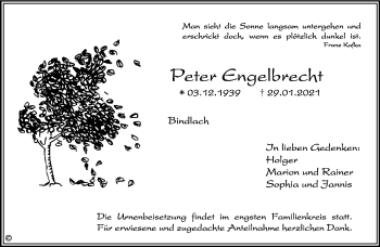 Anzeige von Peter Engelbrecht von Nordbayerischer Kurier