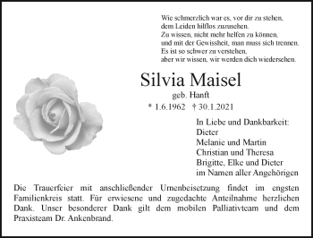 Anzeige von Silvia Maisel von Nordbayerischer Kurier