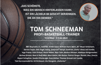 Anzeige von Tom Schneeman von Nordbayerischer Kurier