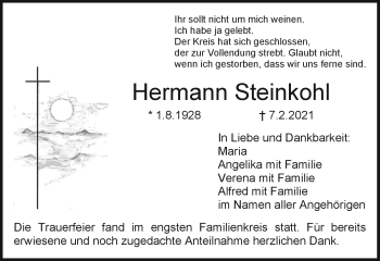 Anzeige von Hermann Steinkohl von Nordbayerischer Kurier