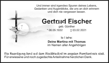 Anzeige von Gertrud Fischer von Nordbayerischer Kurier