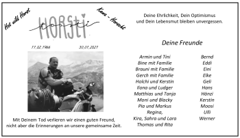 Anzeige von Horst  von Nordbayerischer Kurier