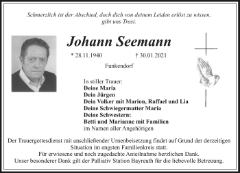 Anzeige von Johann Seemann von Nordbayerischer Kurier