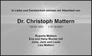 Anzeige von Christoph Mattern von Nordbayerischer Kurier