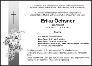 Anzeige von Erika Öchsner von Nordbayerischer Kurier