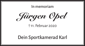 Anzeige von Jürgen Opel von Nordbayerischer Kurier