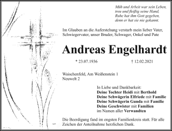 Anzeige von Andreas Engelhardt von Nordbayerischer Kurier