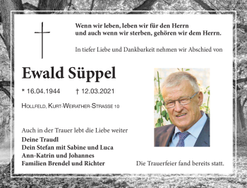 Anzeige von Ewald Süppel von Nordbayerischer Kurier