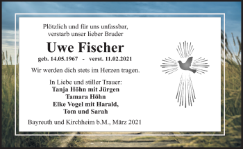 Anzeige von Uwe Fischer von Nordbayerischer Kurier