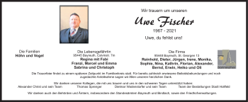 Anzeige von Uwe Fischer von Nordbayerischer Kurier