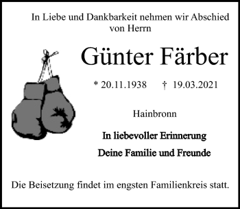Anzeige von Günter Färber von Nordbayerischer Kurier