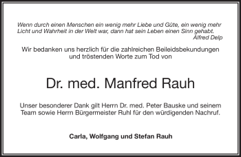 Anzeige von Manfred Rauh von Nordbayerischer Kurier