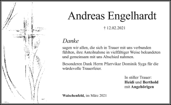 Anzeige von Andreas Engelhardt von Nordbayerischer Kurier