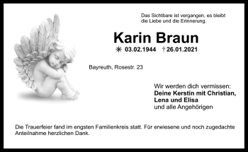 Anzeige von Karin Braun von Nordbayerischer Kurier