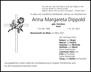 Anzeige von Anna Dippold von Nordbayerischer Kurier