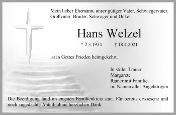 Anzeige von Hans Wenzel von Nordbayerischer Kurier