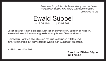 Anzeige von Ewald Süppel von Nordbayerischer Kurier