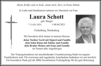 Anzeige von Laura Schott von Nordbayerischer Kurier