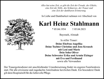Anzeige von Karl Heinz Stahlmann von Nordbayerischer Kurier