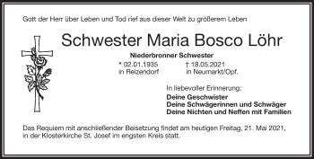 Anzeige von Maria Bosco Löhr von Nordbayerischer Kurier