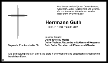 Anzeige von Herrmann Guth von Nordbayerischer Kurier