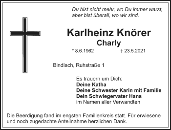 Anzeige von Karlheinz Knörer von Nordbayerischer Kurier