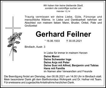 Anzeige von Gerhard Feilner von Nordbayerischer Kurier