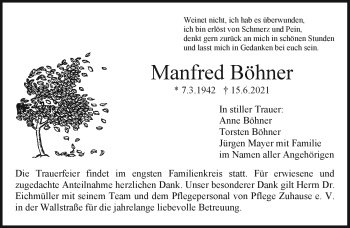 Anzeige von Manfred Böhner von Nordbayerischer Kurier