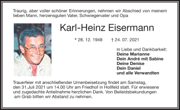 Anzeige von Karl-Heinz Eisermann von Nordbayerischer Kurier