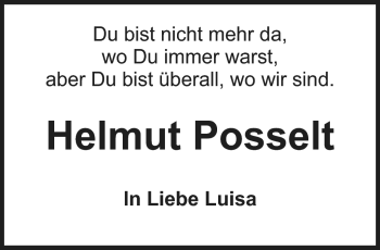 Anzeige von Helmut Posselt von Nordbayerischer Kurier