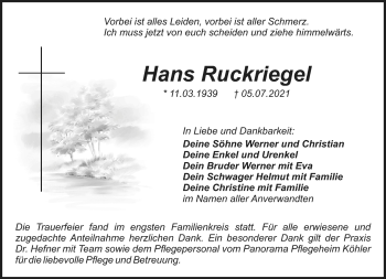 Anzeige von Hans Ruckriegel von Nordbayerischer Kurier